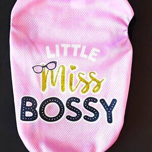 Pink and White Dog Shirt, "Little Miss Bossy" Size XS